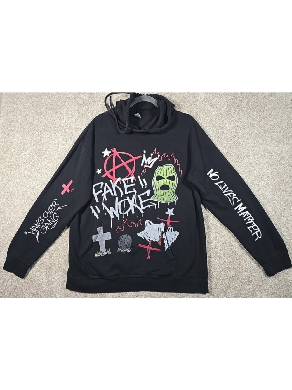 Tom MacDonald Total Chaos Black Hoodie Hang Over Gang Graffiti Streetwear Men L